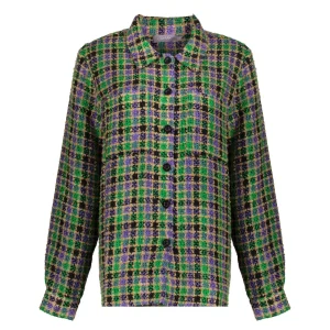 Vrouwen Geisha Fashion Geisha Dames Geruit Blouse Jasje 33684-20 Groen