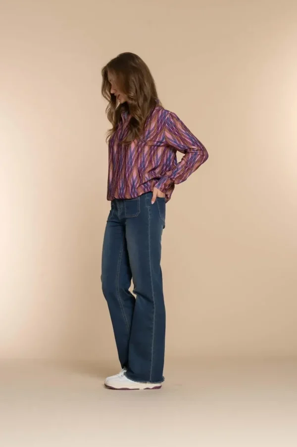 Vrouwen Geisha Fashion Geisha Dames Geruite Blouse 33655-20 Paars