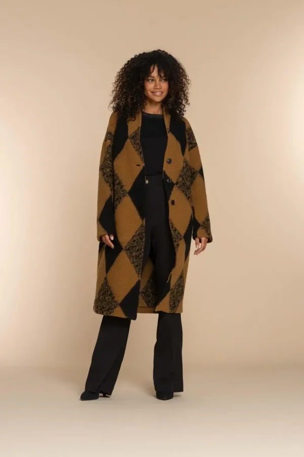 Vrouwen Geisha Fashion Geisha Dames Geruite Manteljas 38582-70 Camel