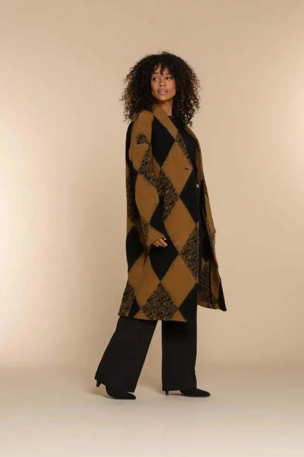 Vrouwen Geisha Fashion Geisha Dames Geruite Manteljas 38582-70 Camel