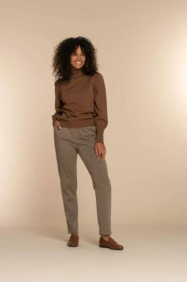 Vrouwen Geisha Fashion Geisha Dames Geruite Slim Fit Pantalon 31552-60 Sand