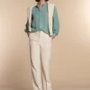 Vrouwen Geisha Fashion Geisha Dames Gestreepte Blouse 33591-26 Emerald