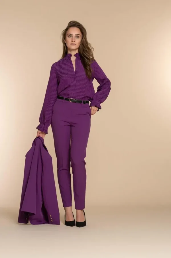 Vrouwen Geisha Fashion Geisha Dames Gestreepte Blouse 33629-20 Paars