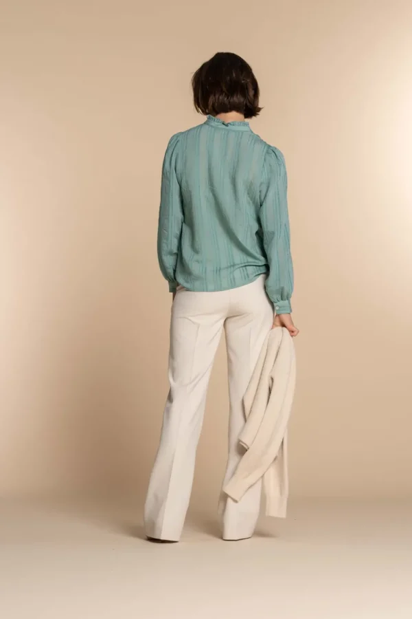 Vrouwen Geisha Fashion Geisha Dames Gestreepte Blouse 33591-26 Emerald