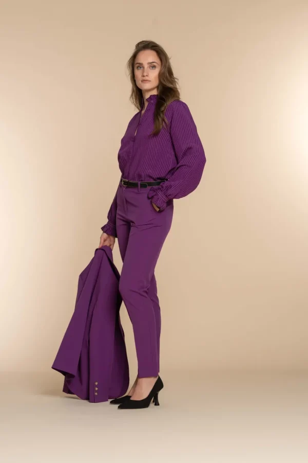 Vrouwen Geisha Fashion Geisha Dames Gestreepte Blouse 33629-20 Paars
