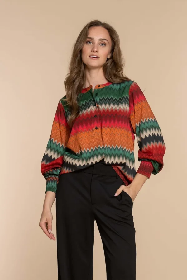 Vrouwen Geisha Fashion Geisha Dames Gestreepte Top 33652-20 Groen