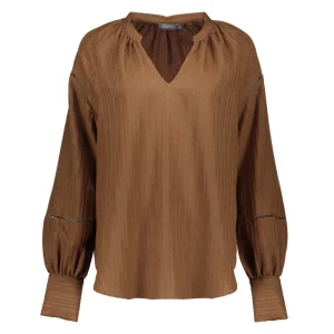 Vrouwen Geisha Fashion Geisha Dames Gestreepte Top 33606-26 Tabacco