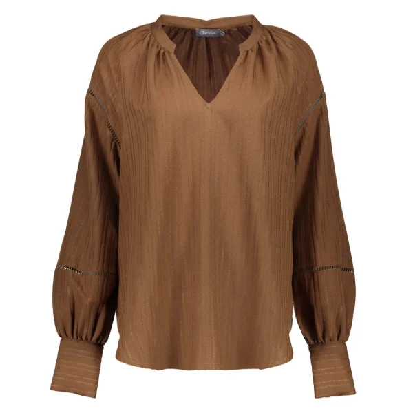 Vrouwen Geisha Fashion Geisha Dames Gestreepte Top 33606-26 Tabacco