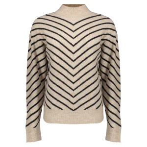Vrouwen Geisha Fashion Geisha Dames Gestreepte Trui 34507-10 Sand