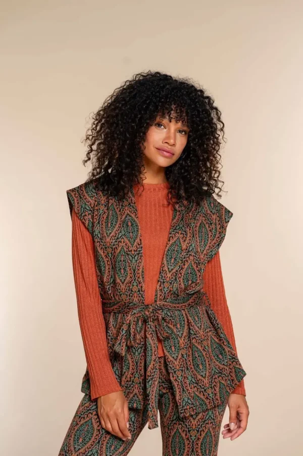 Vrouwen Geisha Fashion Geisha Dames Gilet Met Paisley Print 35902-20 Zwart