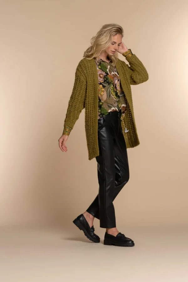 Vrouwen Geisha Fashion Geisha Dames Grof Gebreid Vest 34570-70 Cactus