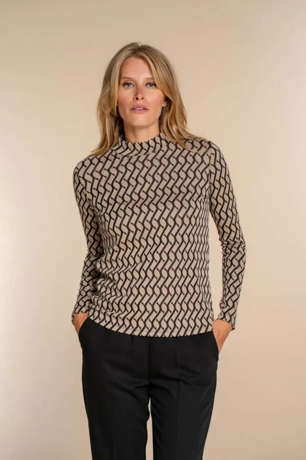 Vrouwen Geisha Fashion Geisha Dames Jacquard Top 32824-70 Sand