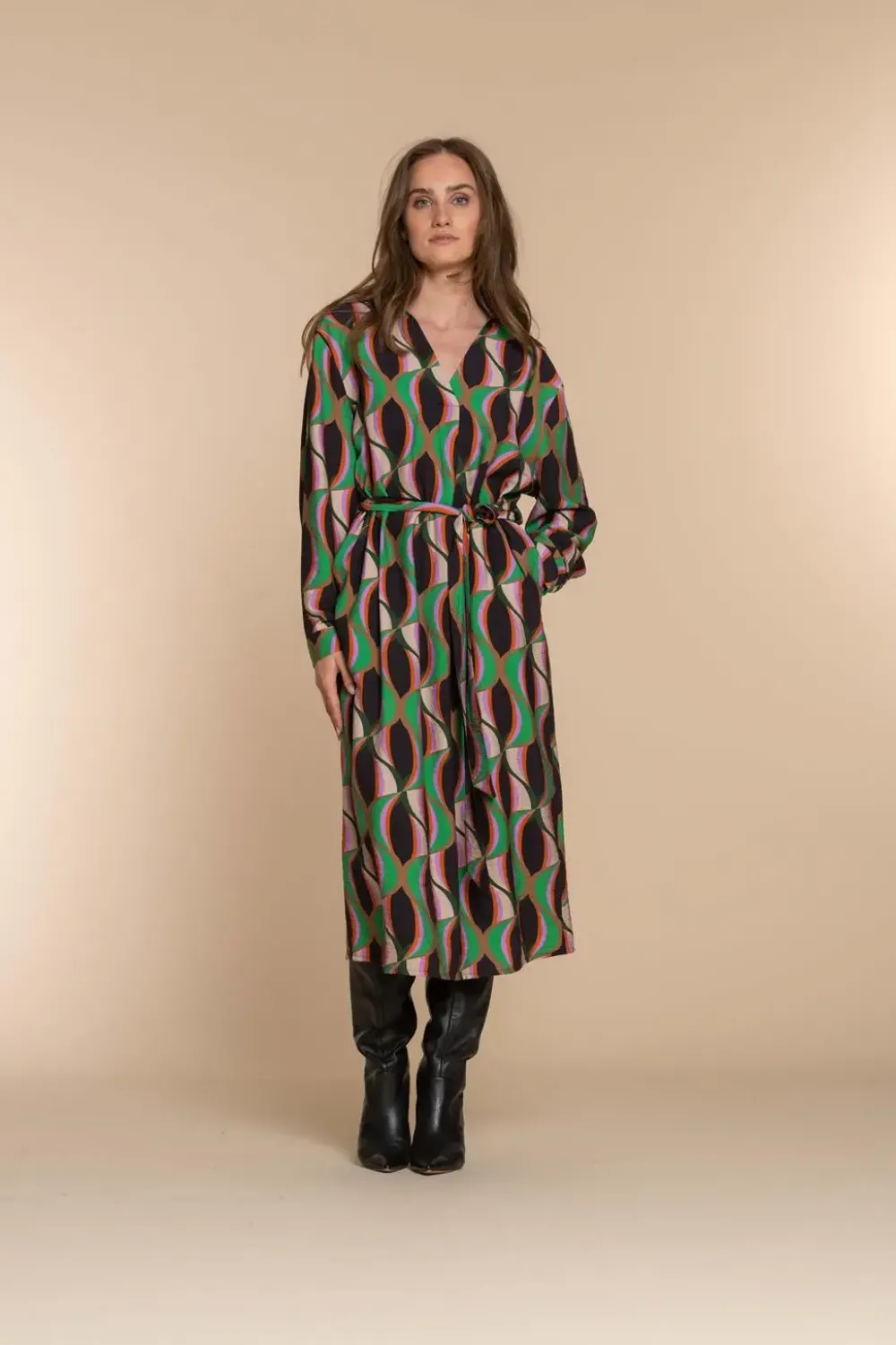 geisha_dames_jurk_vintage_0.webp Vrouwen Geisha Fashion Geisha Dames Jurk Vintage Print 37603-20 Groen