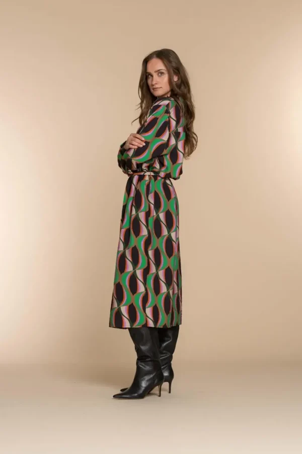 Vrouwen Geisha Fashion Geisha Dames Jurk Vintage Print 37603-20 Groen