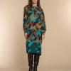 Vrouwen Geisha Fashion Geisha Dames Kaftan Jurk Met Print 37618-20 Emerald