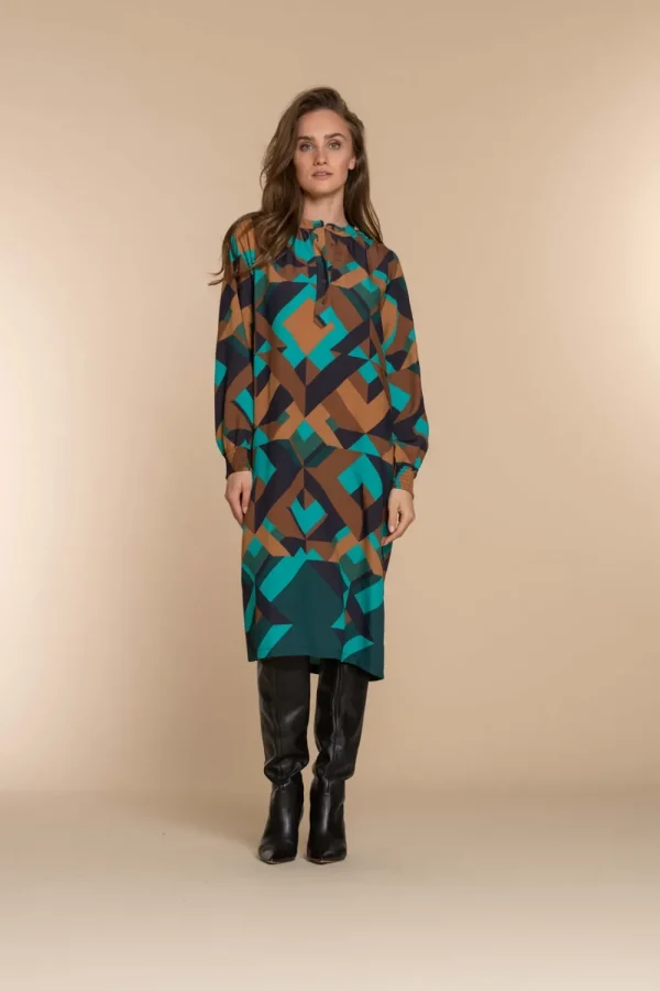 Vrouwen Geisha Fashion Geisha Dames Kaftan Jurk Met Print 37618-20 Emerald