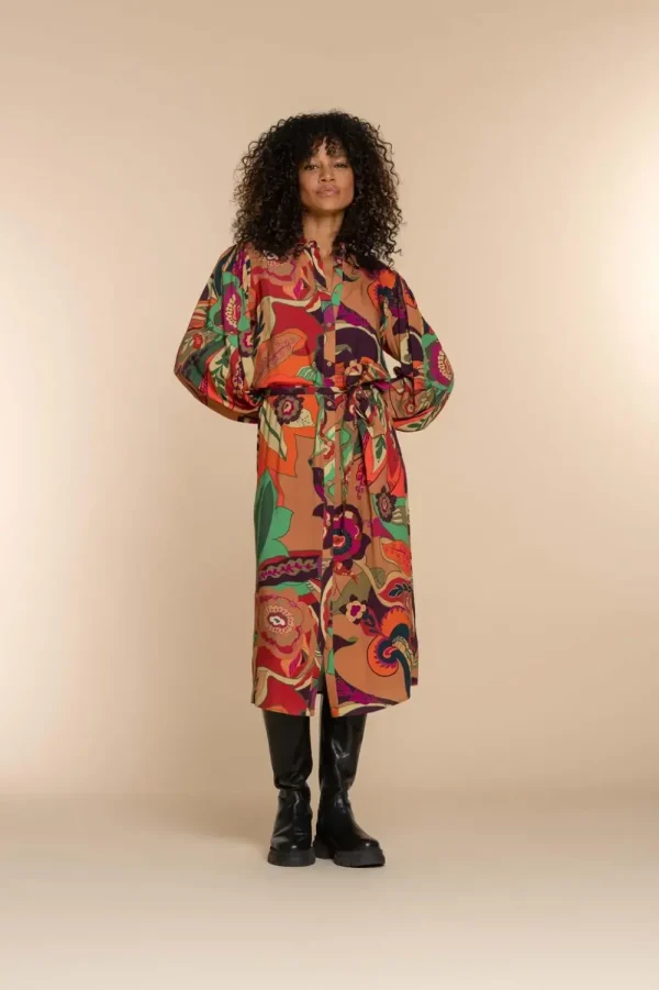 Vrouwen Geisha Fashion Geisha Dames Kleurrijke Blouse Jurk 37636-20 Camel