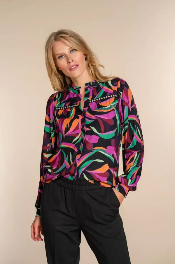 Vrouwen Geisha Fashion Geisha Dames Kleurrijke Blouse 33959-20 Zwart