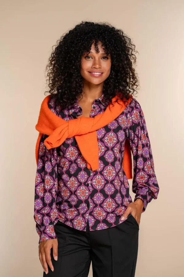 Vrouwen Geisha Fashion Geisha Dames Kleurrijke Blouse 32900-20 Zwart