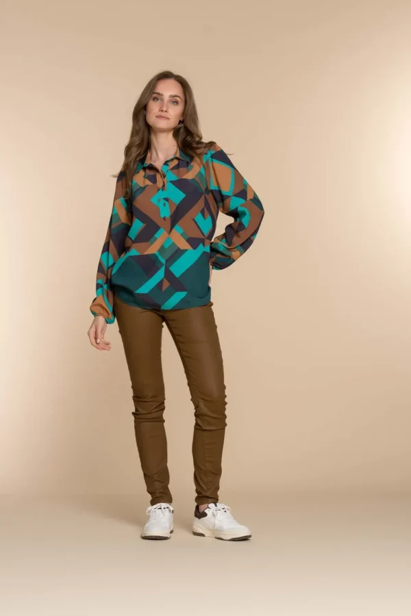 Vrouwen Geisha Fashion Geisha Dames Kleurrijke Top 33639-20 Emerald