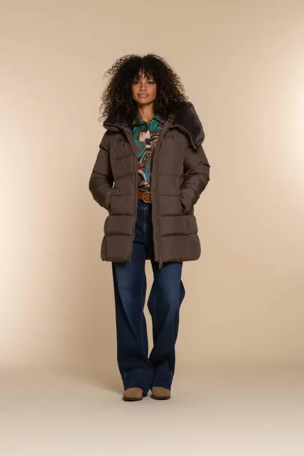 Vrouwen Geisha Fashion Geisha Dames Korte Puffer Jas 38571-21 Bruin