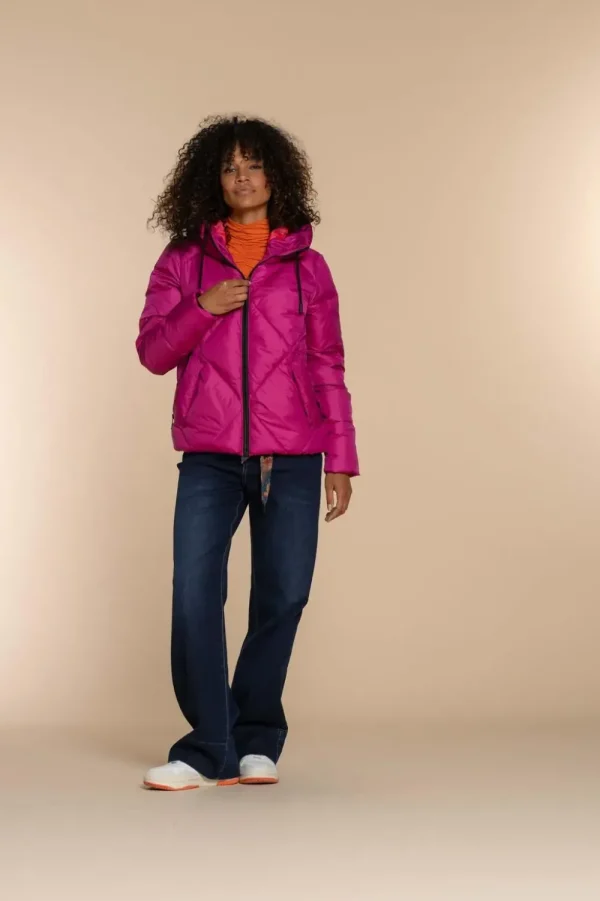 Vrouwen Geisha Fashion Geisha Dames Korte Puffer Jas 38565-21 Fuchsia