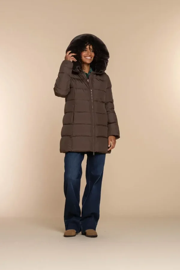 Vrouwen Geisha Fashion Geisha Dames Korte Puffer Jas 38571-21 Bruin