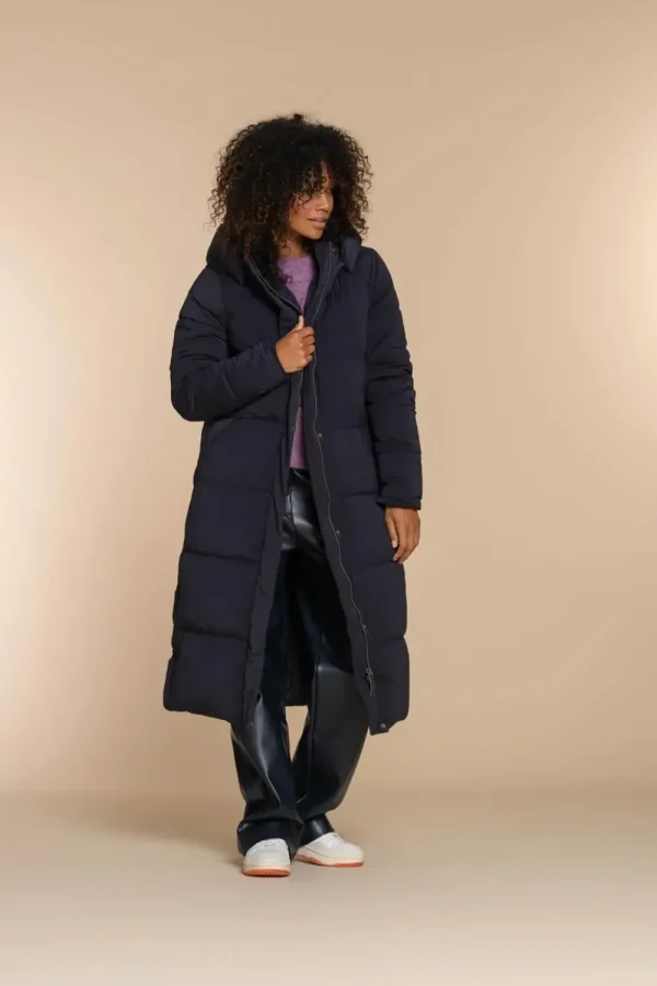 Vrouwen Geisha Fashion Geisha Dames Lange Puffer Jas 28525-21 Navy