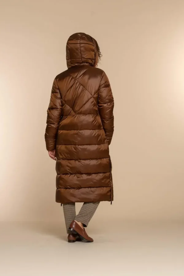 Vrouwen Geisha Fashion Geisha Dames Lange Puffer Jas 38568-21 Cognac
