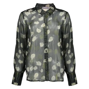 Vrouwen Geisha Fashion Geisha Dames Lurex Blouse Met Bloemenprint 33891-81 Olive