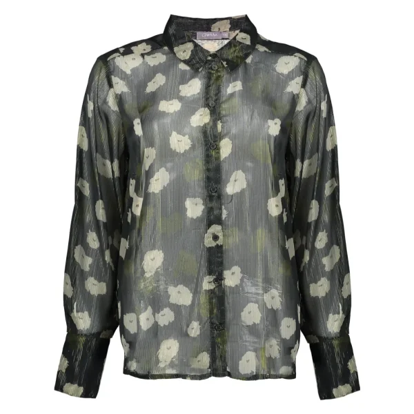 Vrouwen Geisha Fashion Geisha Dames Lurex Blouse Met Bloemenprint 33891-81 Olive