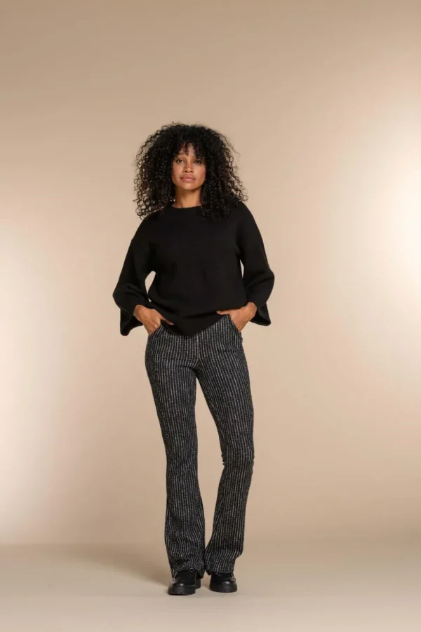 Vrouwen Geisha Fashion Geisha Dames Lurex Broek Met Strepen 31951-20 Zwart