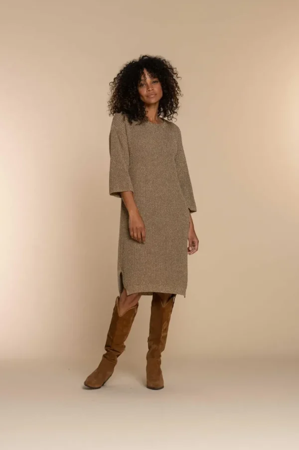 Vrouwen Geisha Fashion Geisha Dames Lurex Gebreide Jurk 37541-70 Sand