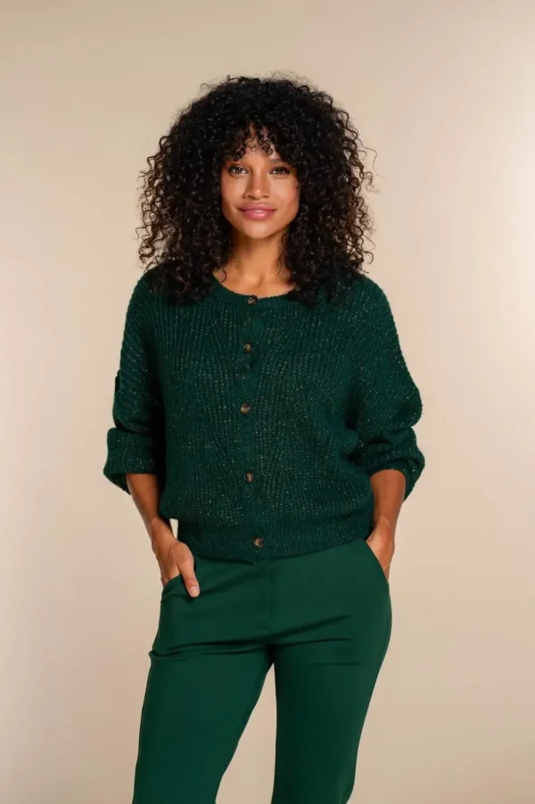 Vrouwen Geisha Fashion Geisha Dames Lurex Vest 34843-70 Forest Green