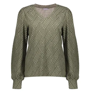 Vrouwen Geisha Fashion Geisha Dames Lurex V-Hals Top 32851-47 Olive