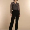 Vrouwen Geisha Fashion Geisha Dames Mesh Blouse Met Zebra Print 32594-60 Choco