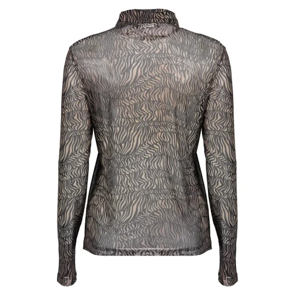 Vrouwen Geisha Fashion Geisha Dames Mesh Blouse Met Zebra Print 32594-60 Choco