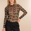 Vrouwen Geisha Fashion Geisha Dames Mesh Top Met Print 32840-14 Zwart