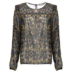 Vrouwen Geisha Fashion Geisha Dames Mesh Top Met Bloemenprint 83757-20 Navy