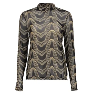 Vrouwen Geisha Fashion Geisha Dames Mesh Top Met Print 32840-14 Zwart