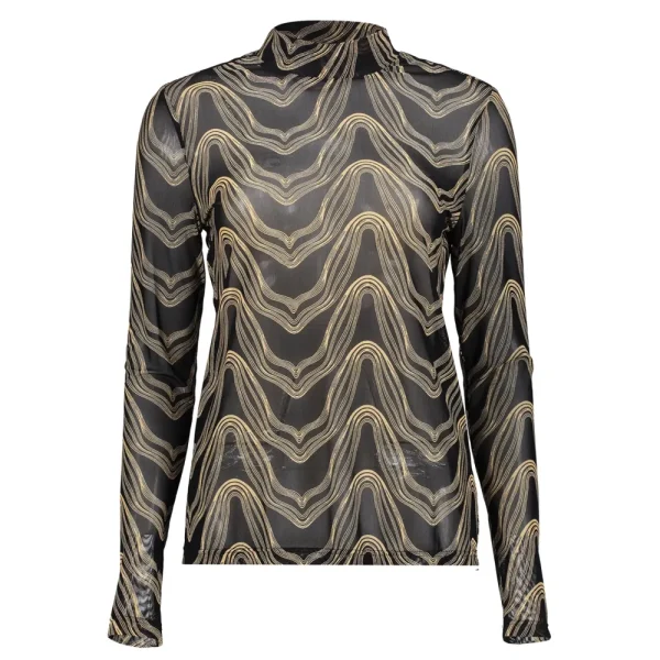Vrouwen Geisha Fashion Geisha Dames Mesh Top Met Print 32840-14 Zwart