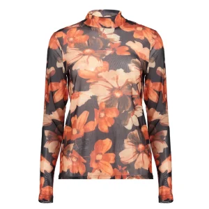 Vrouwen Geisha Fashion Geisha Dames Mesh Top Met Bloemenprint 32842-14 Zwart