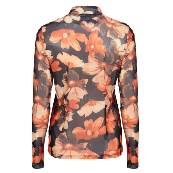 Vrouwen Geisha Fashion Geisha Dames Mesh Top Met Bloemenprint 32842-14 Zwart