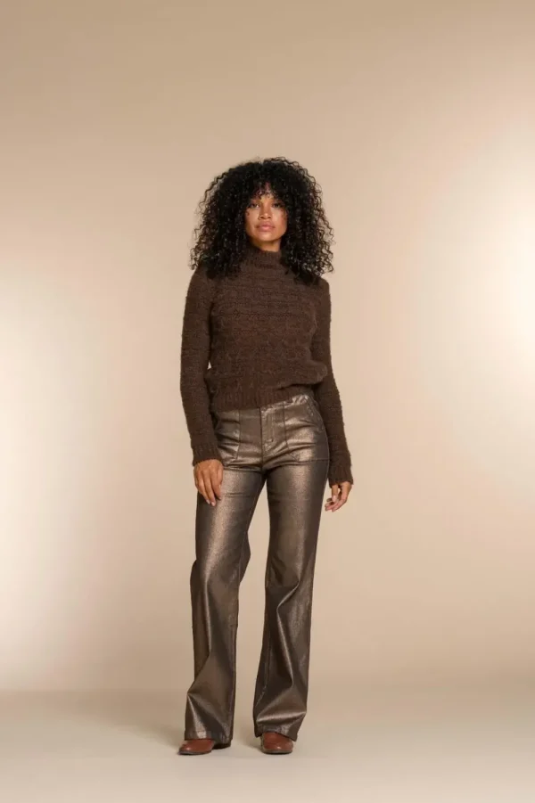 Vrouwen Geisha Fashion Geisha Dames Metallic Flared Jeans 31806-10 Copper