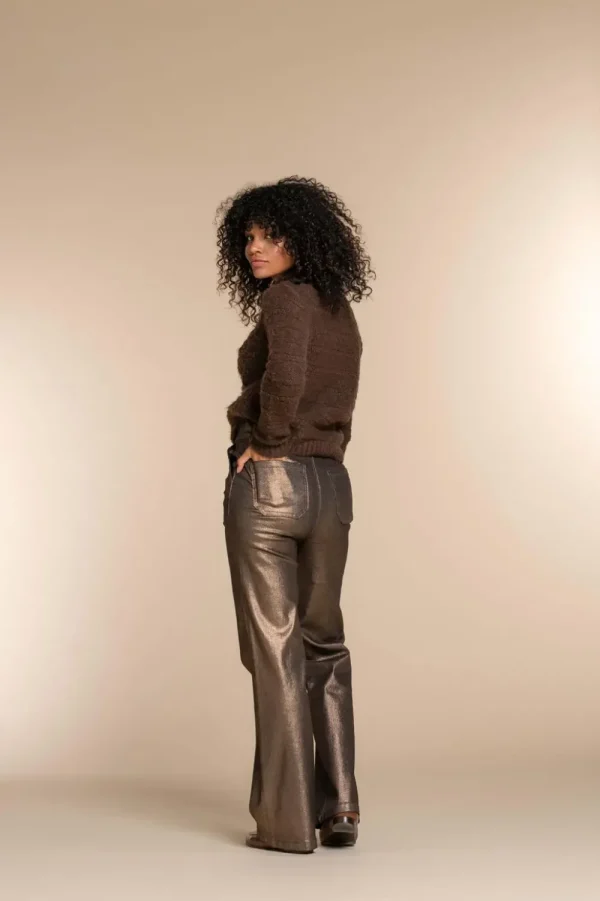 Vrouwen Geisha Fashion Geisha Dames Metallic Flared Jeans 31806-10 Copper