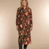 Vrouwen Geisha Fashion Geisha Dames Midi Blouse Jurk Met Print 37903-20 Bruin