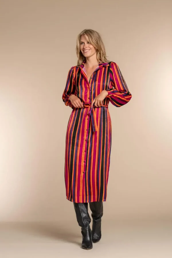 Vrouwen Geisha Fashion Geisha Dames Midi Blouse Jurk Met Strepen 37913-20 Zwart