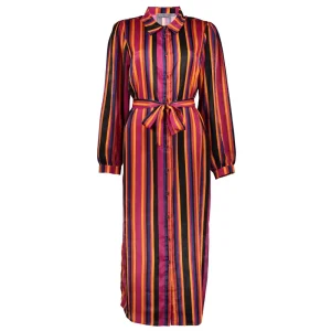 Vrouwen Geisha Fashion Geisha Dames Midi Blouse Jurk Met Strepen 37913-20 Zwart