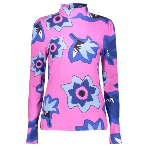 Vrouwen Geisha Fashion Geisha Dames Mock Neck Top Met Bloemenprint 32856-40 Roze