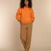 Vrouwen Geisha Fashion Geisha Dames Oversized Graphic Print Crewneck Sweater 32572-24 Oranje